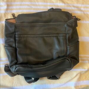Olive green vegan Leather Women's Backpack
